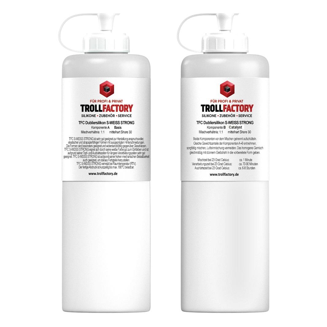 TFC Dubliersilikon S-WEISS STRONG mittelhart Shore 30 1:1 super belastbar  - Größe: 500g (2x250g) TFC Dubliersilikon S-WEISS STRONG mittelhart Shore 30 1:1 super belastbar  - Größe: 500g (2x250g)