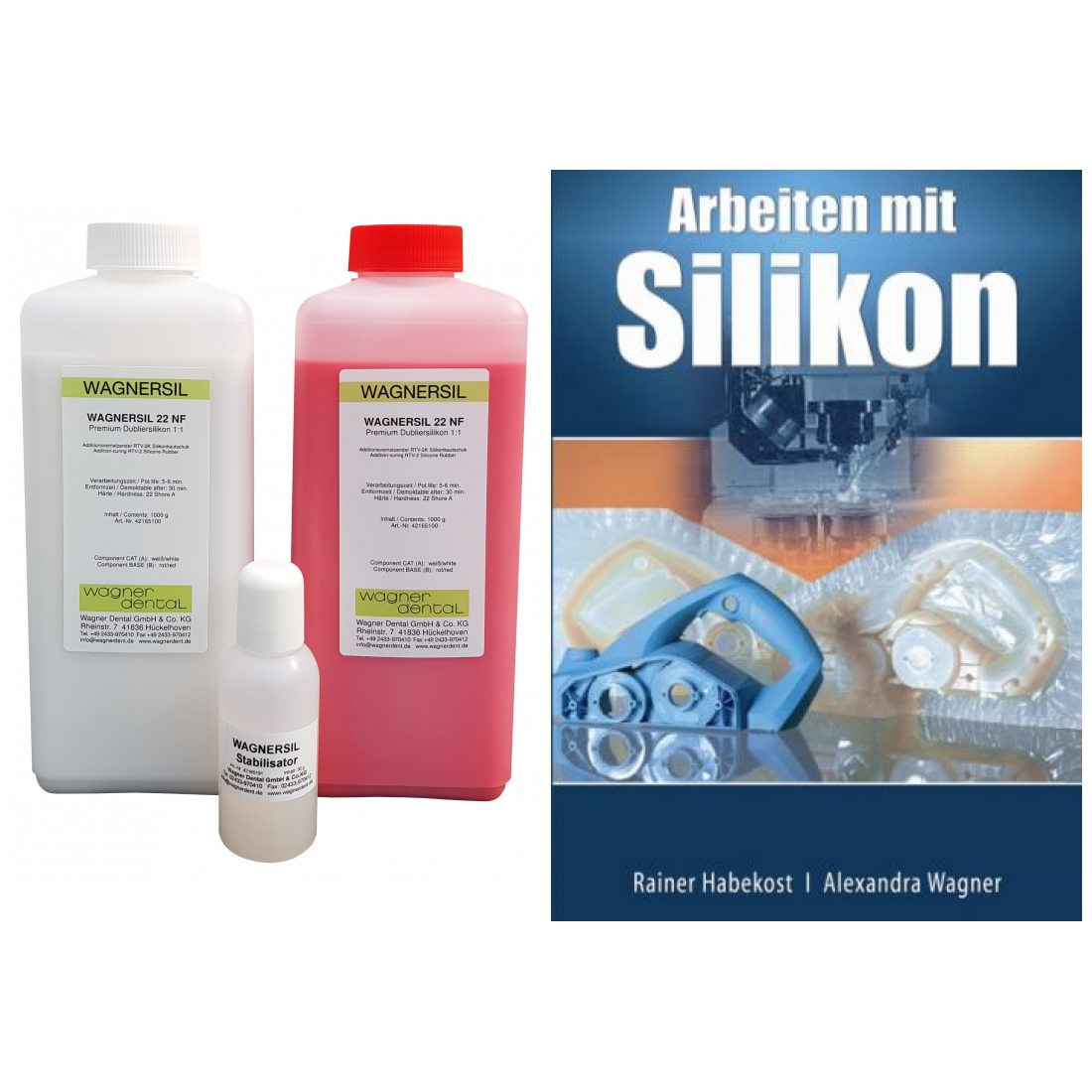 Wagnersil Paint 22 NF rosa streichbarer Silikon-Kautschuk 2kg Shore 22 EFZ 30min 1:1 im Set mit Buch: Arbeiten mit Silikon von Rainer Habekost und Alexandra Wagner Wagnersil Paint 22 NF rosa streichbarer Silikon-Kautschuk 2kg Shore 22 EFZ 30min 1:1 im Set mit Buch: Arbeiten mit Silikon von Rainer Habekost und Alexandra Wagner