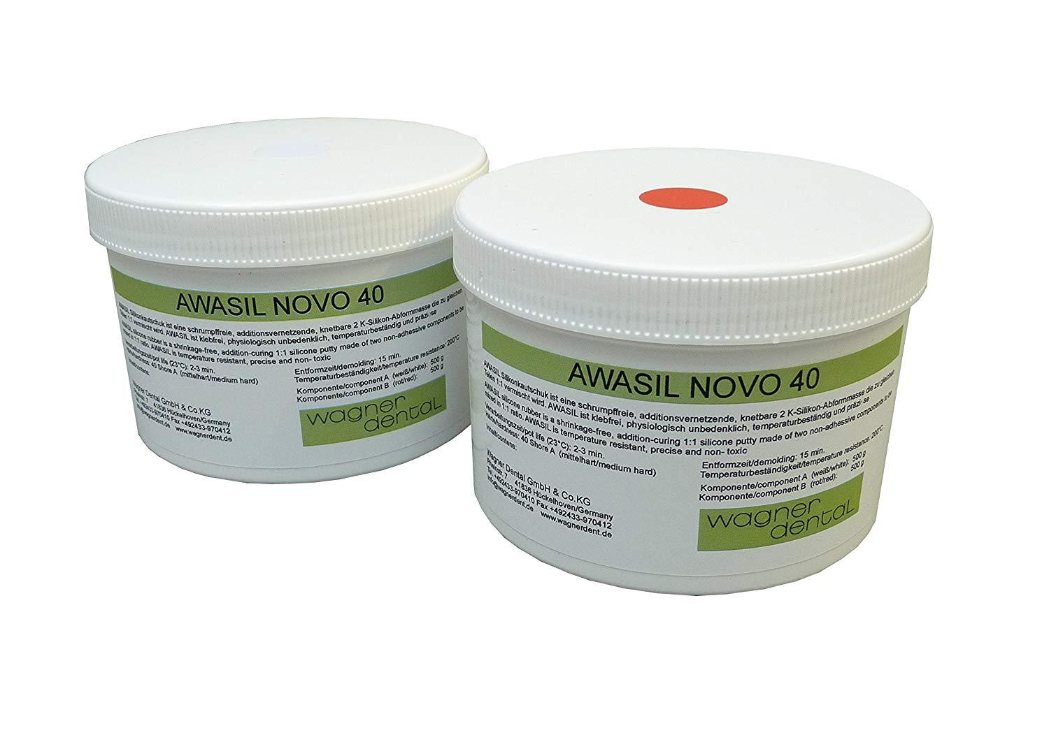 AWASIL NOVO 40 rot Silikon Kautschuk knetbare Abformmasse Shore 40 1:1 1KG (500g+500g)