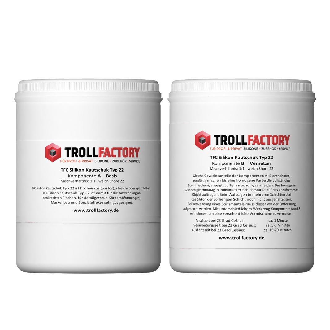 TFC Silikon Kautschuk Typ 22 Haut pastös Shore 22 1:1 Masken Special Effekt SFX streichbar Körperabformung - Größe: 2kg (2x1kg) TFC Silikon Kautschuk Typ 22 Haut pastös Shore 22 1:1 Masken Special Effekt SFX streichbar Körperabformung - Größe: 2kg (2x1kg)