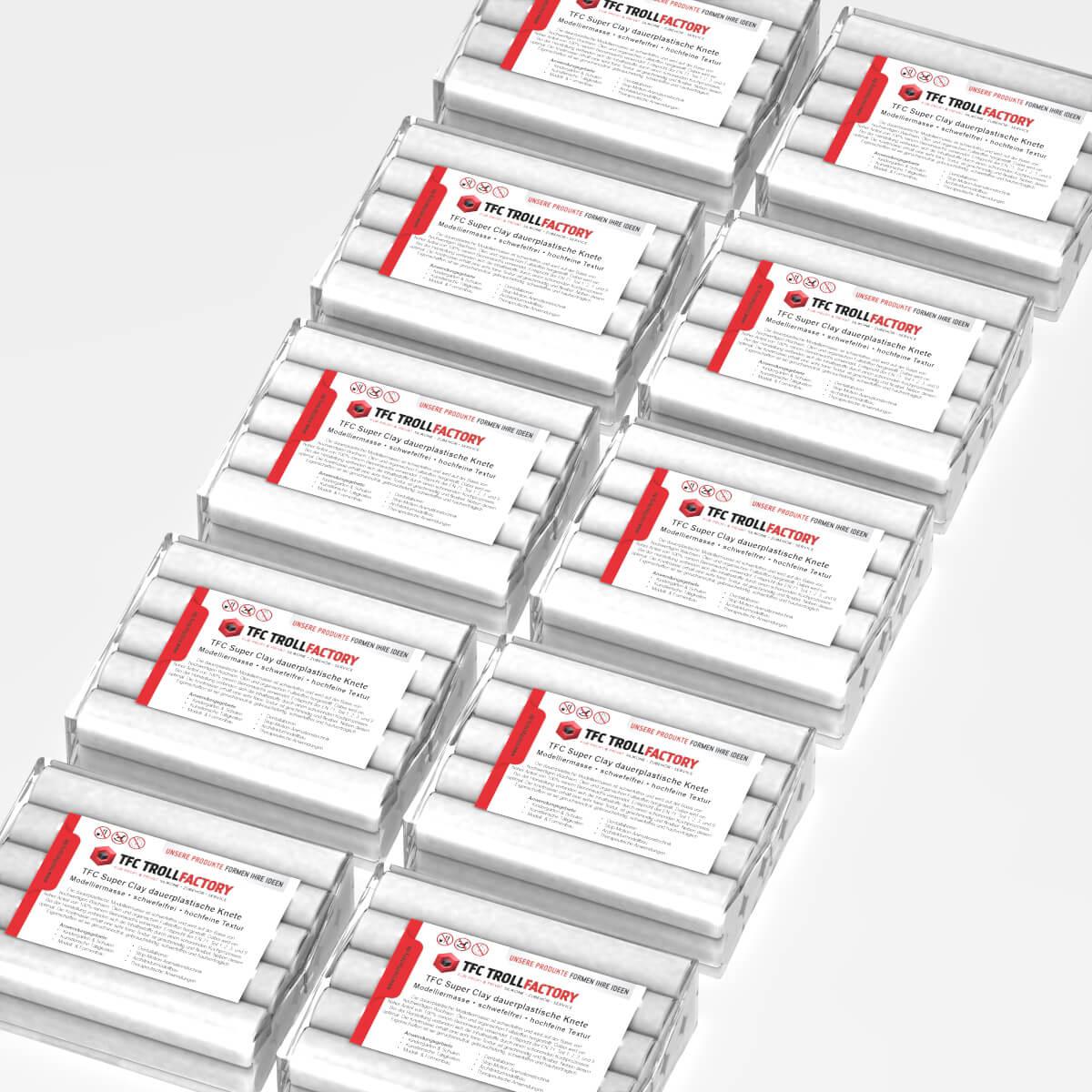 TFC SUPER CLAY Knete weiss Modelliermasse hochfeine Textur geschmeidig formstabil dauerplastisch - Größe: 5kg (10x500g) TFC SUPER CLAY Knete weiss Modelliermasse hochfeine Textur geschmeidig formstabil dauerplastisch - Größe: 5kg (10x500g)