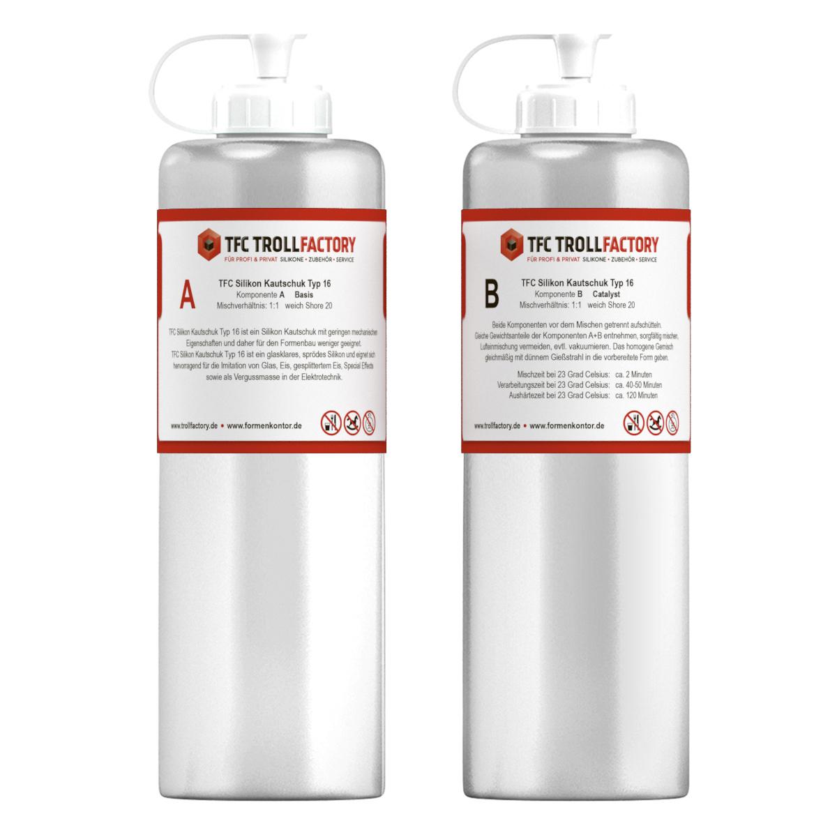 TFC Silikon Kautschuk Typ 16 glasklar Shore 20 1:1 Ice Glas Special Effect - Größe: 2kg (2x1kg) TFC Silikon Kautschuk Typ 16 glasklar Shore 20 1:1 Ice Glas Special Effect - Größe: 2kg (2x1kg)