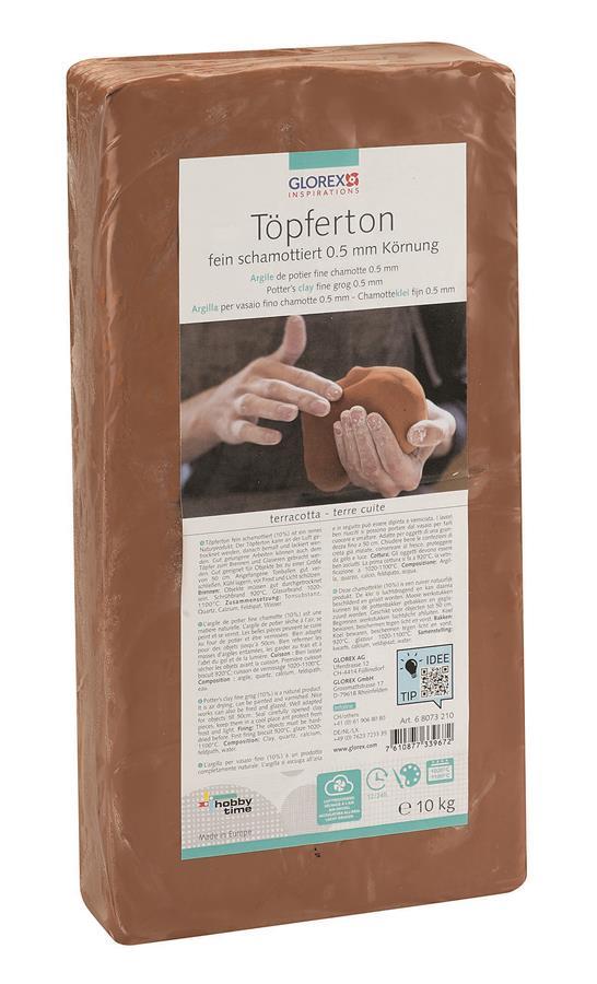 Töpferton terracotta feinschamottiert, 10kg