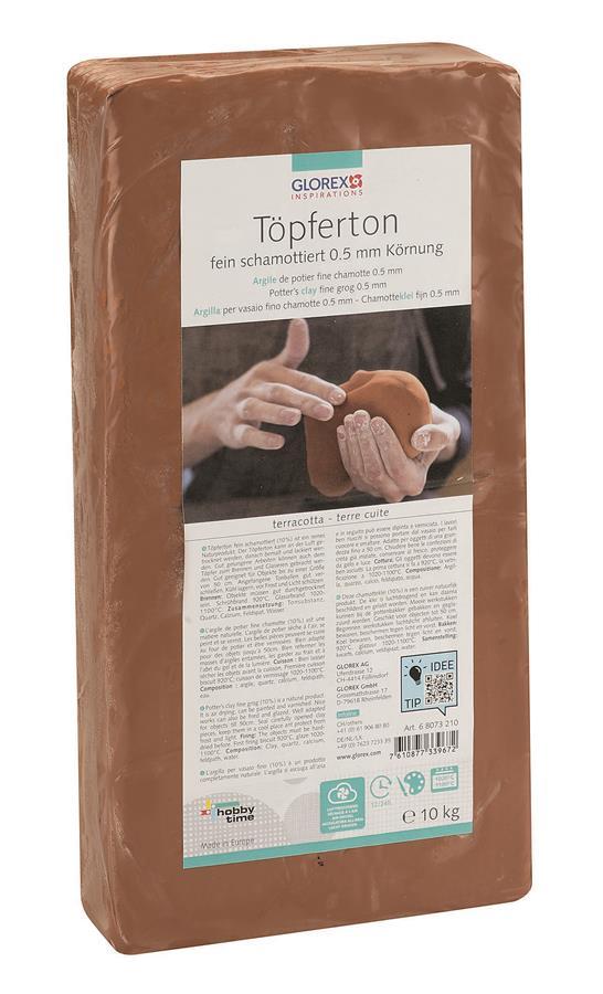 Töpferton terracotta feinschamottiert, 10kg Töpferton terracotta feinschamottiert, 10kg