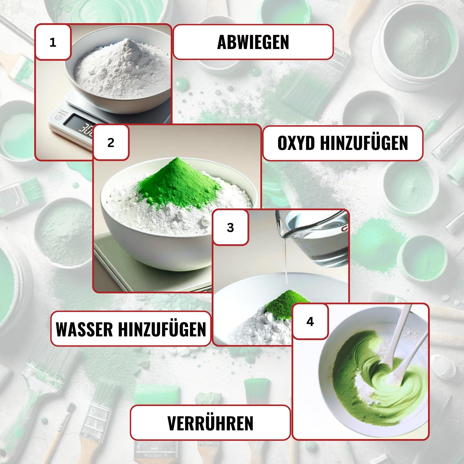 Set 7 x TFC Farbpigment Oxid je 50 g schwarz braun, grün, hellblau, ziegelrot, gelb, weiß