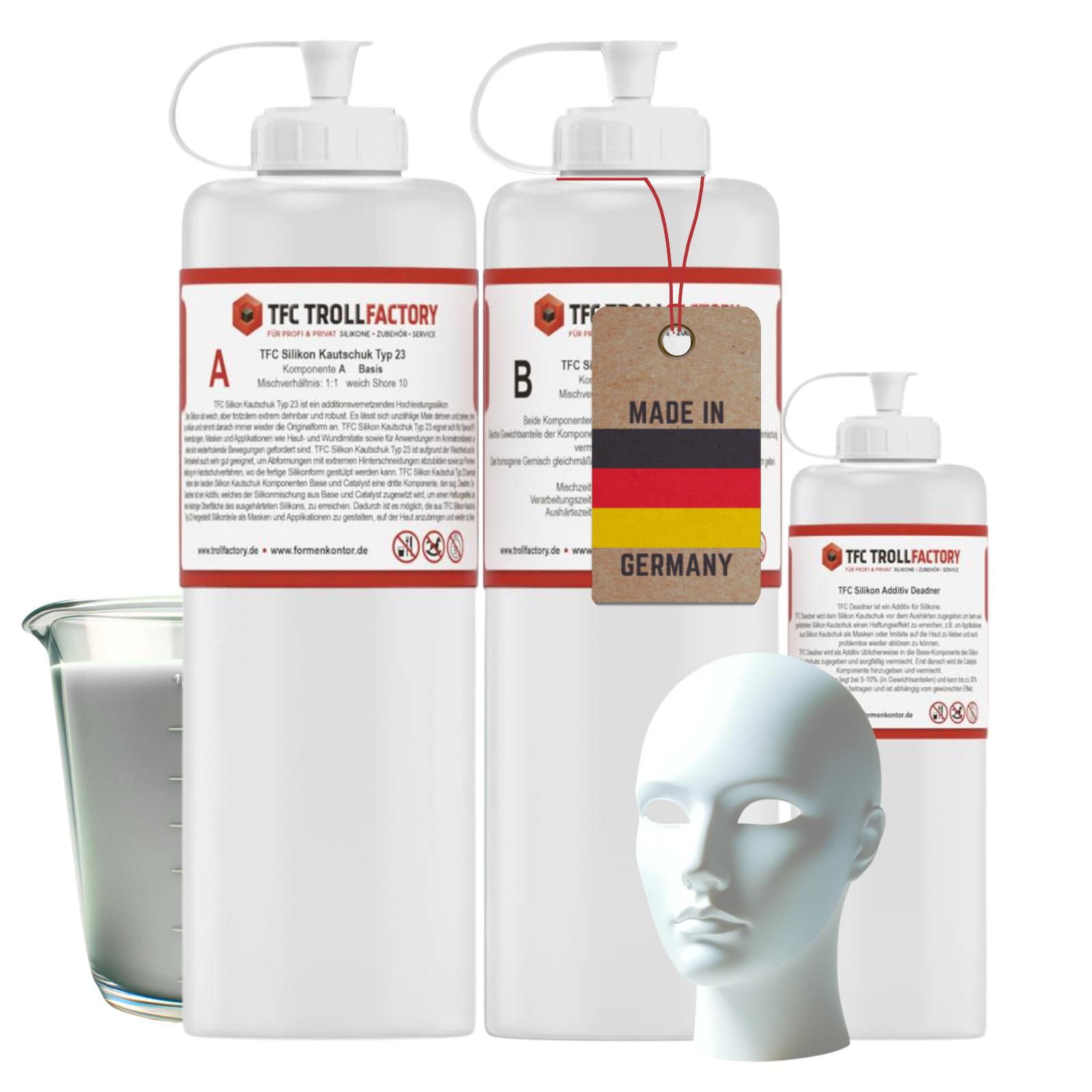 TFC Silikon Kautschuk Typ 23 Silskin Deadner Masken Special Effekt SFX  - Größe: 550g (2x250g + 50g) TFC Silikon Kautschuk Typ 23 Silskin Deadner Masken Special Effekt SFX  - Größe: 550g (2x250g + 50g)