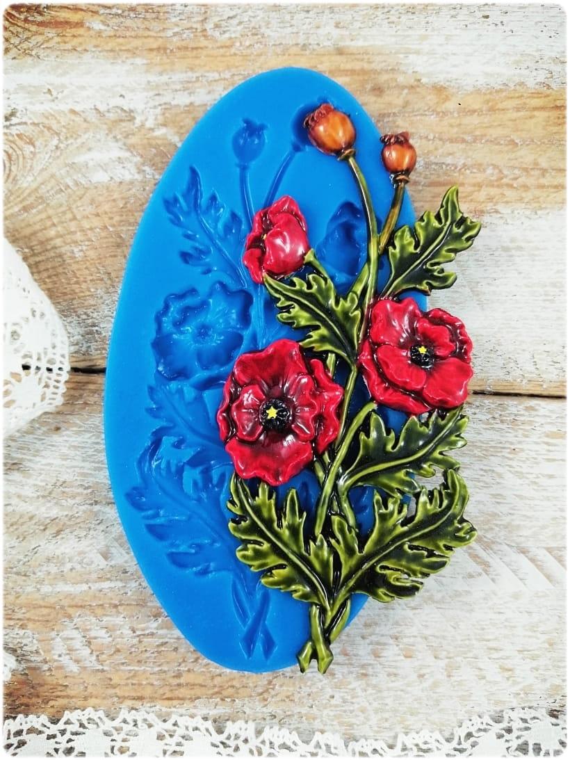 Silikonform Mila Project Mohnblumen 14 x 8 cm Poppies
