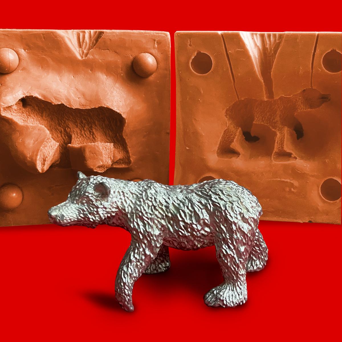 Zinn Giessform Bär auf 4 Pfoten  - Silikonform hitzebeständig - benötigt ca. 55g Reinzinn Zinn Giessform Bär auf 4 Pfoten  - Silikonform hitzebeständig - benötigt ca. 55g Reinzinn