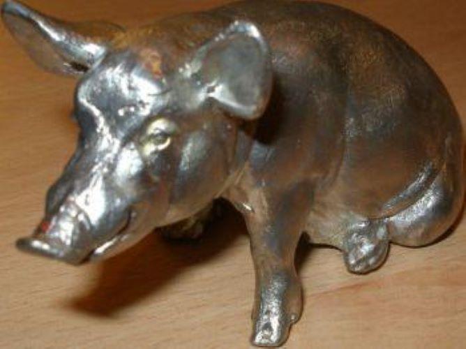 Zinn Giessform Schwein Hauschwein sitzend - Silikonform hitzebeständig - benötigt 390g Reinzinn