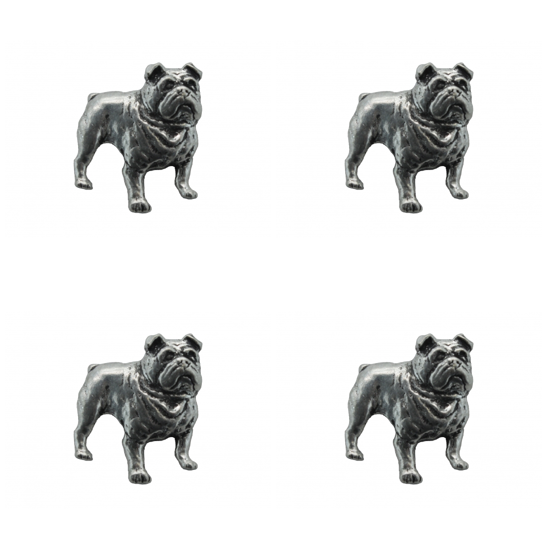 4 x Pin Anstecker Badge Bulldogge, 2,3x2,4cm