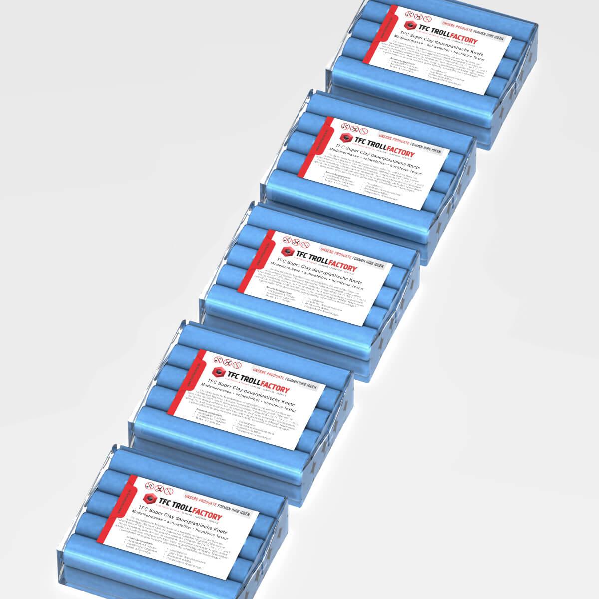 TFC SUPER CLAY Knete hellblau Modelliermasse hochfeine Textur geschmeidig formstabil dauerplastisch - Größe: 2,5kg (5x500g) TFC SUPER CLAY Knete hellblau Modelliermasse hochfeine Textur geschmeidig formstabil dauerplastisch - Größe: 2,5kg (5x500g)