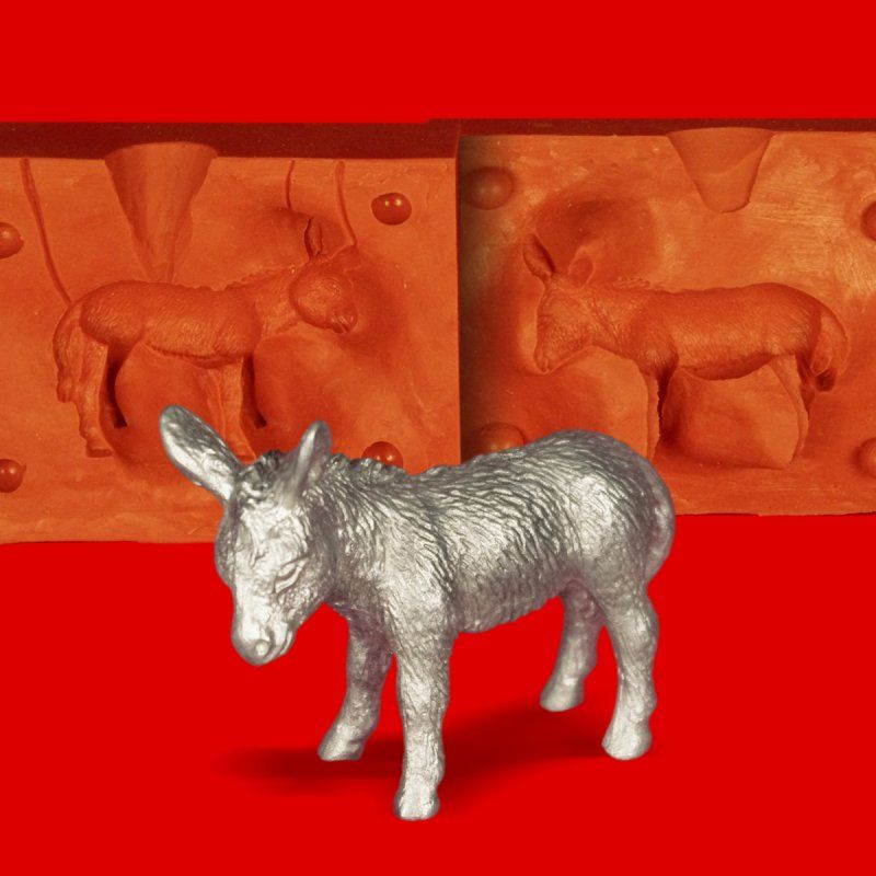 Zinngießform Esel Muli Maultier, ca. 140g Reinzinn
