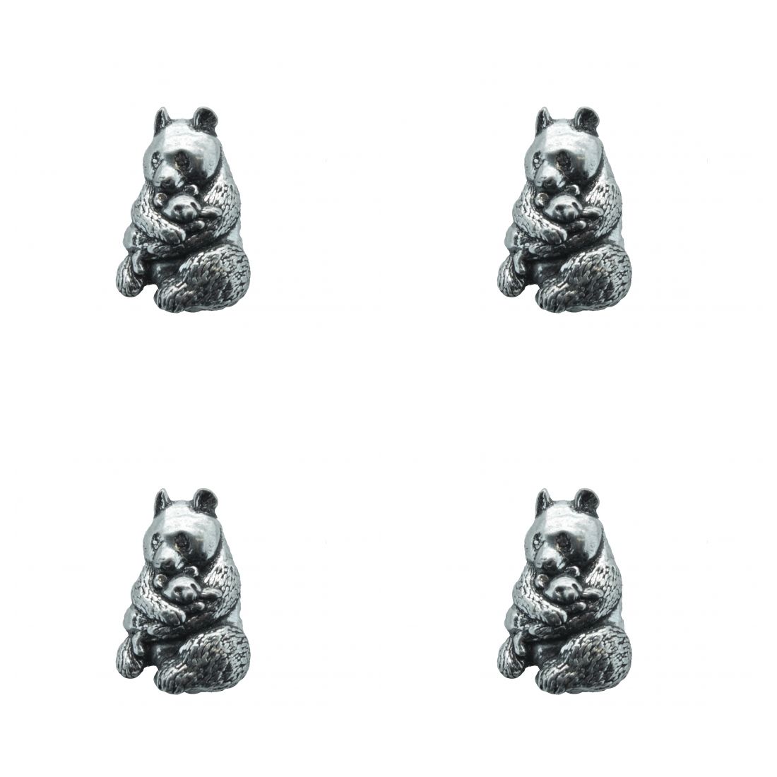 4x Pin Anstecker Badge Panda Bär, 1,7x1,6cm